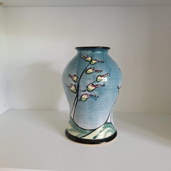 Cerulean Blue vintage L. Berman Art Studio Pottery Vase - Picture 4 of 9